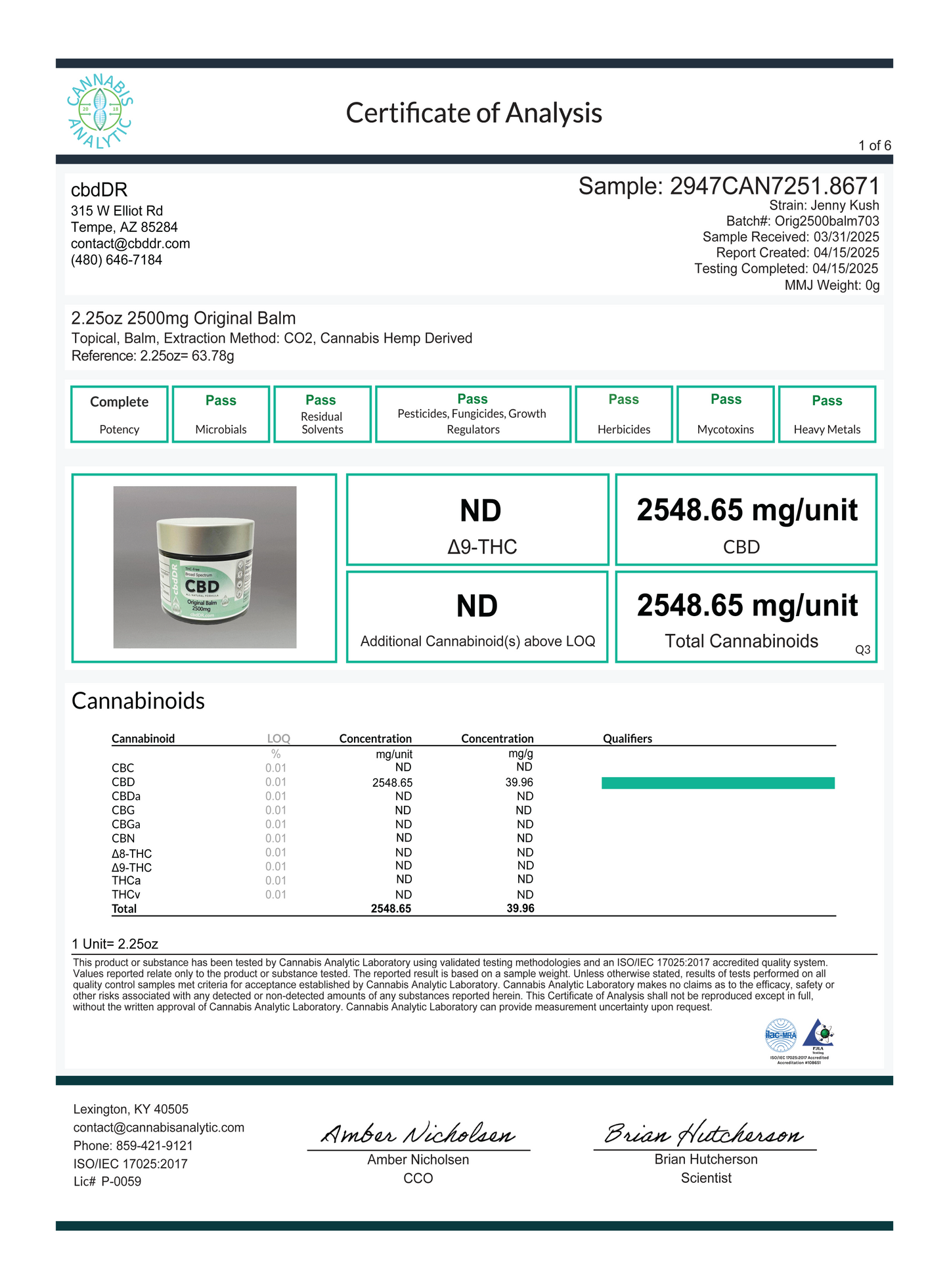 2500mg Original Pain Relief Balm
