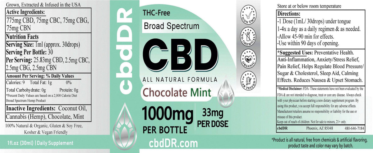 1000mg CBD-Rich Tincture | Broad Spectrum | Zero THC