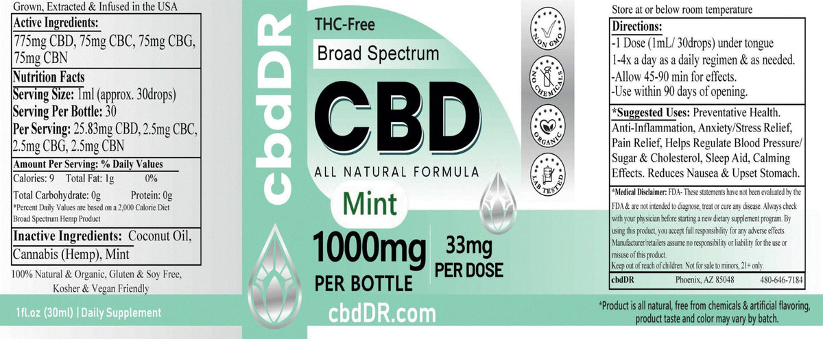1000mg CBD-Rich Tincture | Broad Spectrum | Zero THC