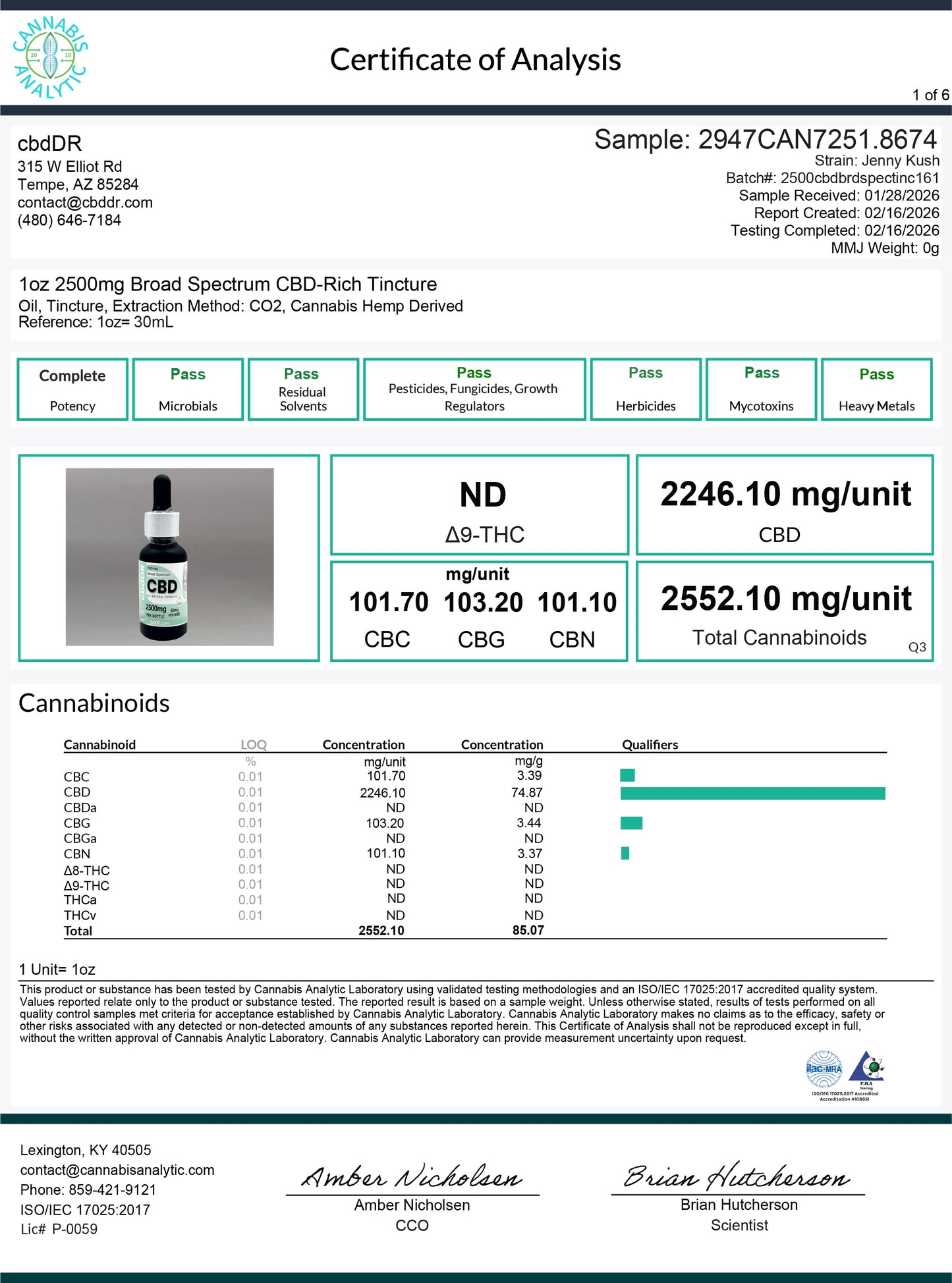 2500mg CBD-Rich Tincture | Maximum Strength Broad Spectrum | Zero THC