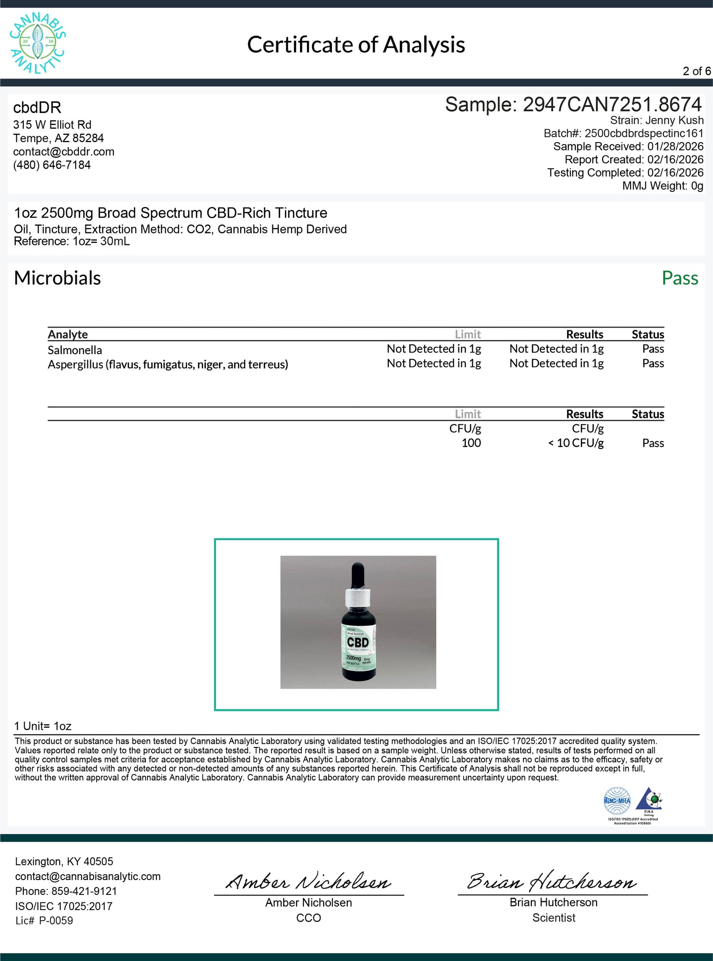 2500mg CBD-Rich Tincture | Maximum Strength Broad Spectrum | Zero THC