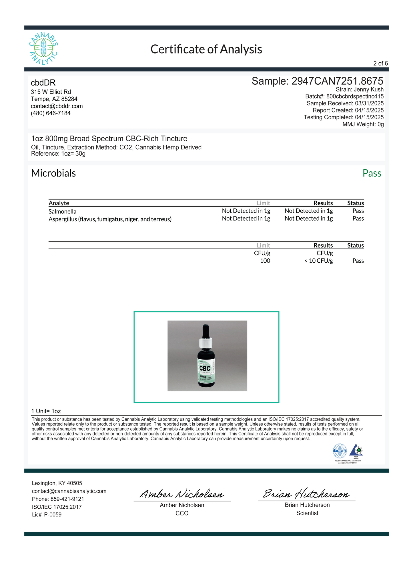 800mg CBC-Rich Tincture Anxiety & Stress Relief